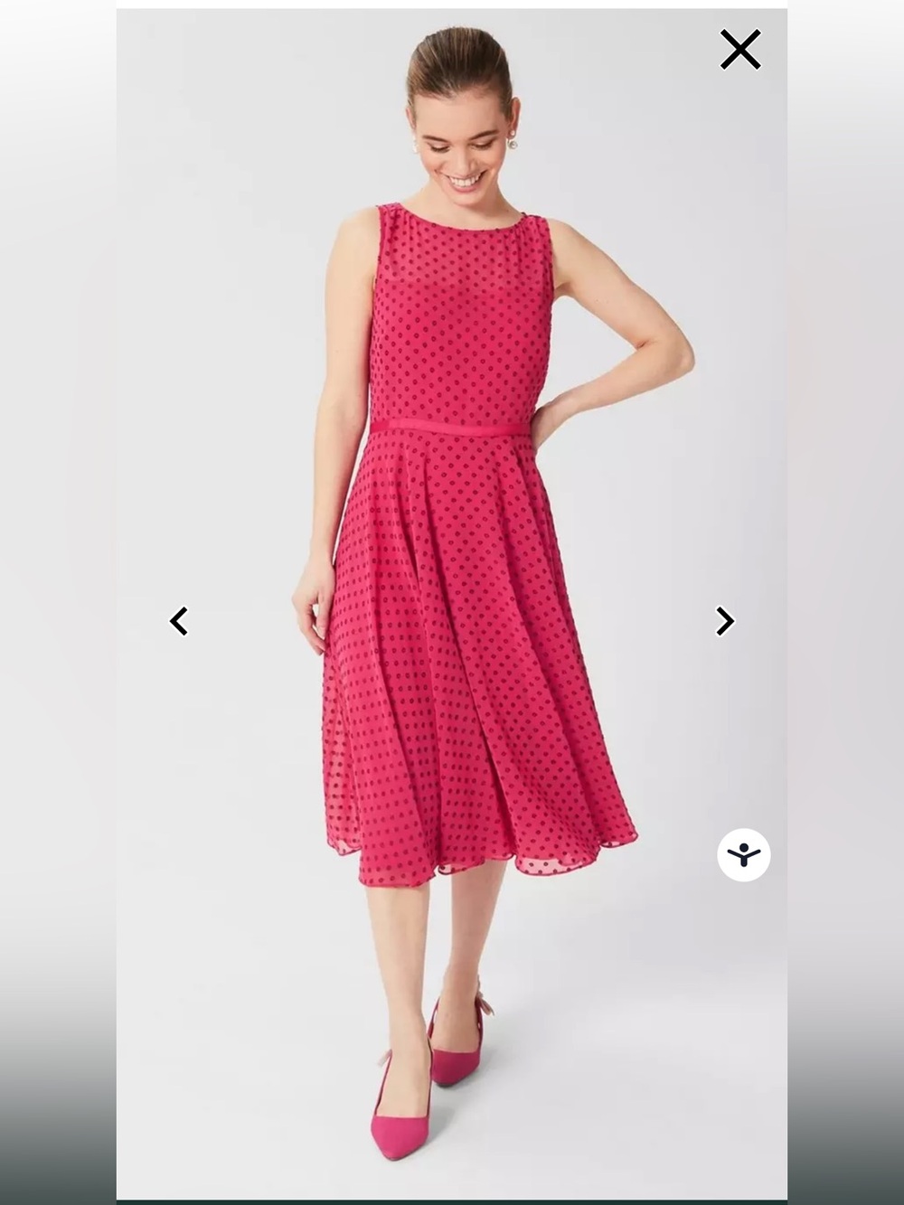 Hobbs London Petite Della Spot Fit and Flare Swiss Dot Fit & Flare Midi Dress